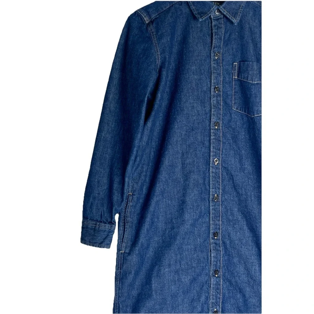 Lauren Ralph Lauren Denim Shirt Dress Blue Long Sleeve Button Front S No Belt
